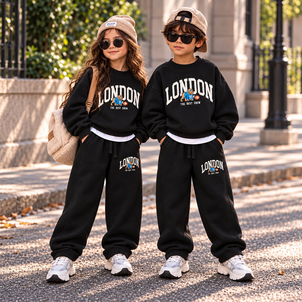 London Baskılı Siyah Takım 9-10 YAŞ