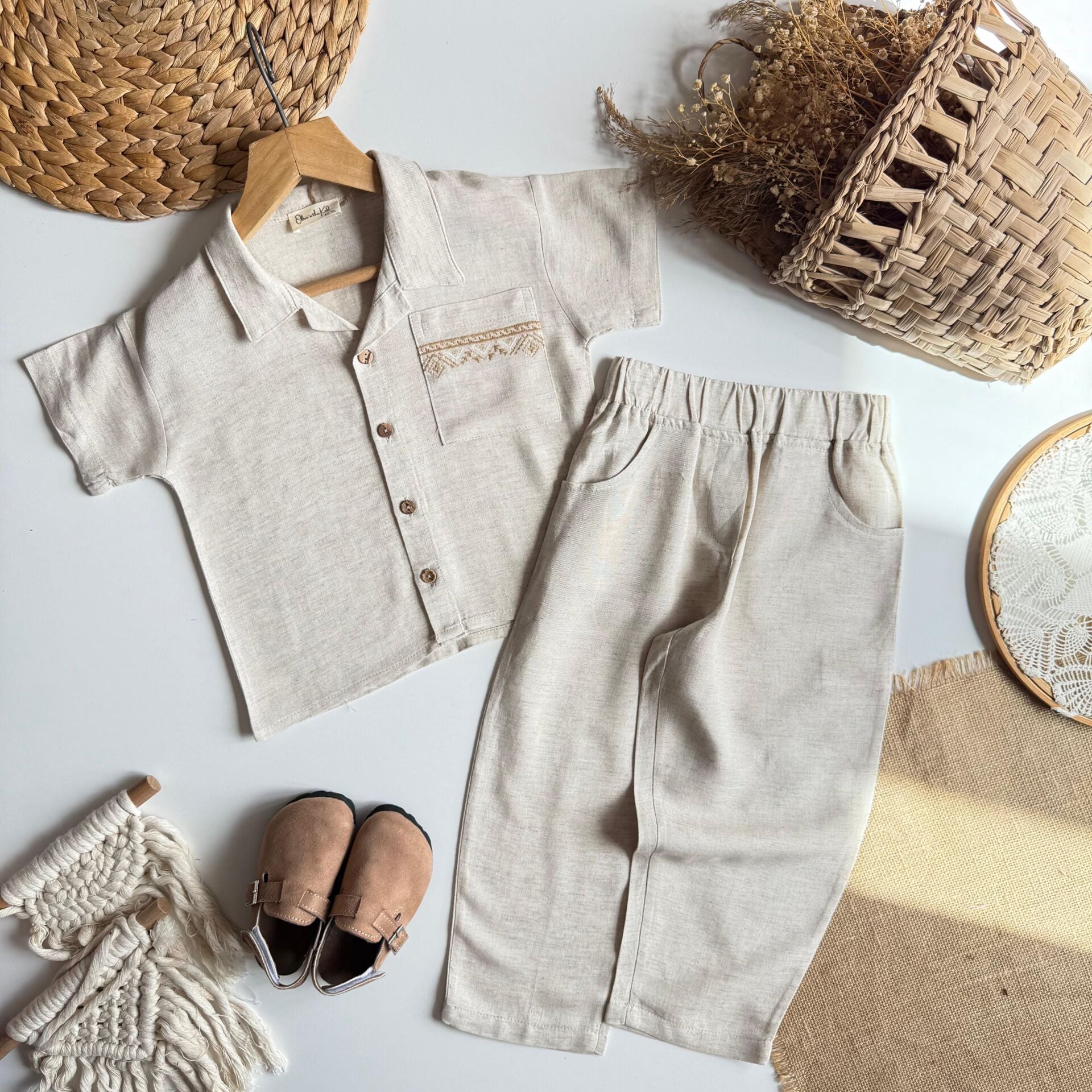 Krem Keten Nakışlı Takım 6-7 YAŞ