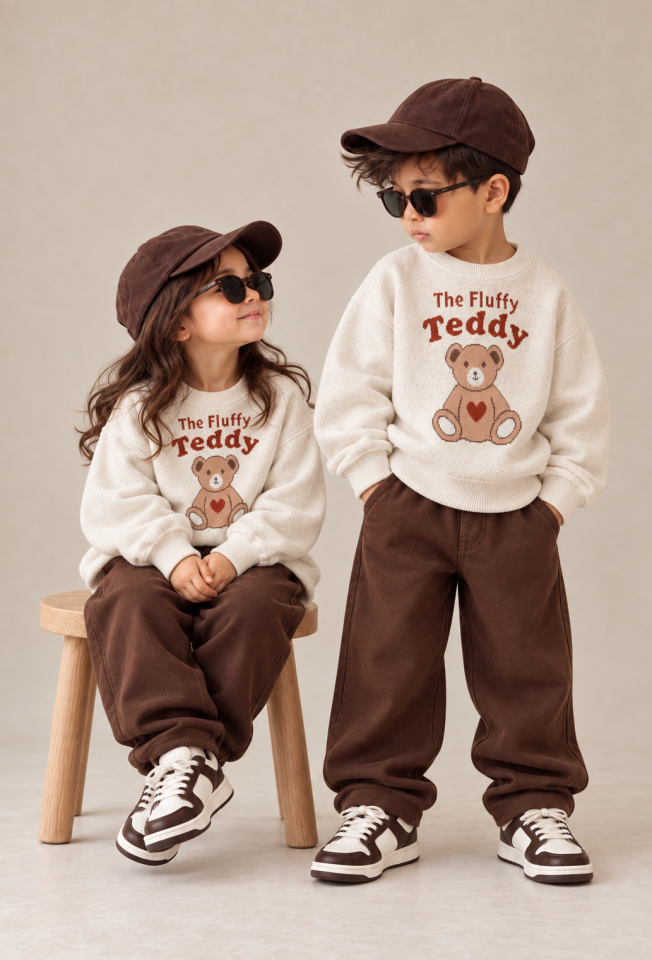 Triko Bear Baskılı Takım 9-10 YAŞ