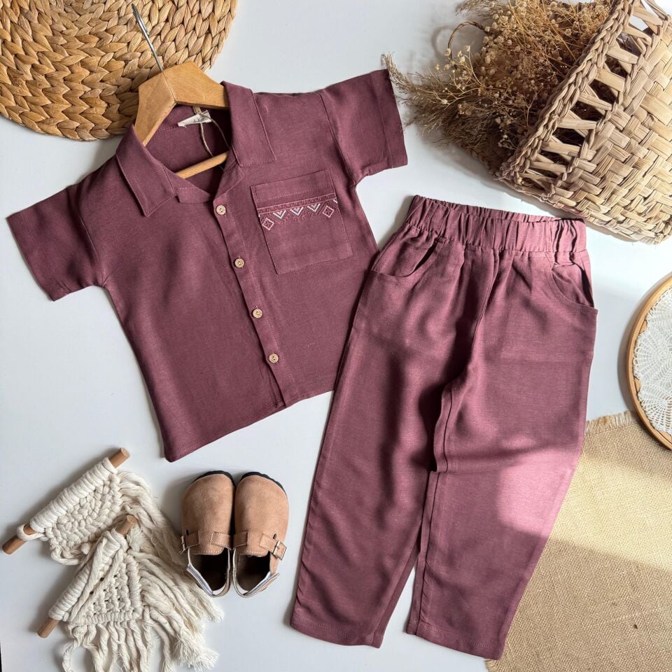 Mürdüm Keten Nakışlı Takım 6-7 YAŞ