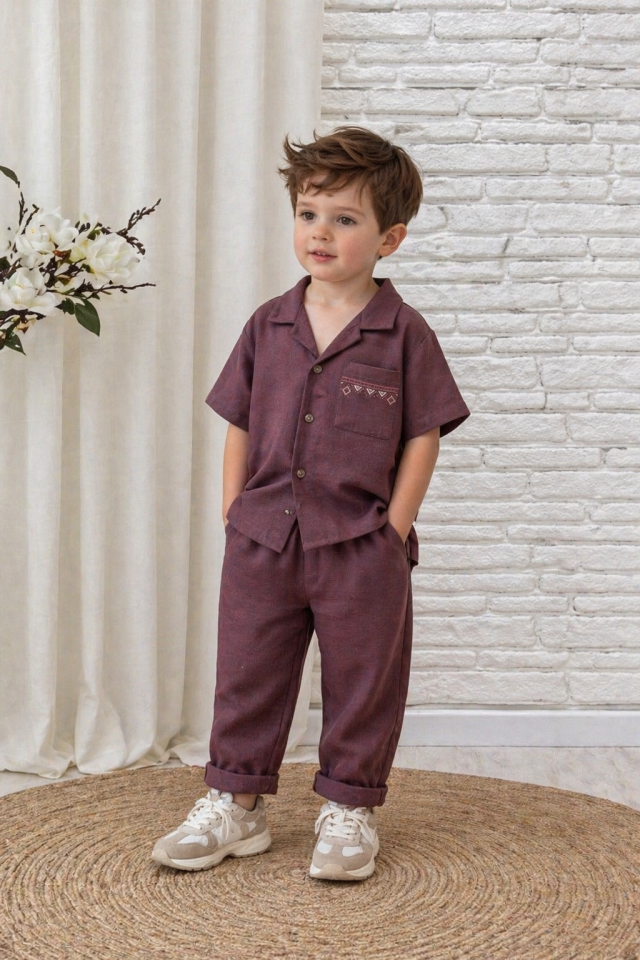 Mürdüm Keten Nakışlı Takım 6-7 YAŞ