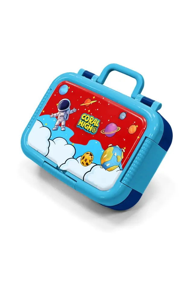 Coral High Kids Kırmızı Mavi Astronot Uzay Desenli Paslanmaz Çelik Beslenme Kabı 39145 Adet