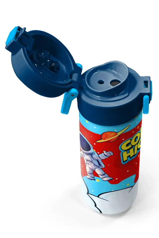 Coral High Kids Kırmızı Mavi Astronot Uzay Desenli Pipetli ve Direkt İçim Çelik Termos 500 ml 38127 Adet
