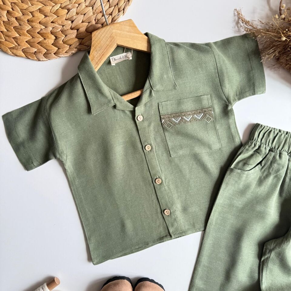 Haki Keten Nakışlı Takım 6-7 YAŞ