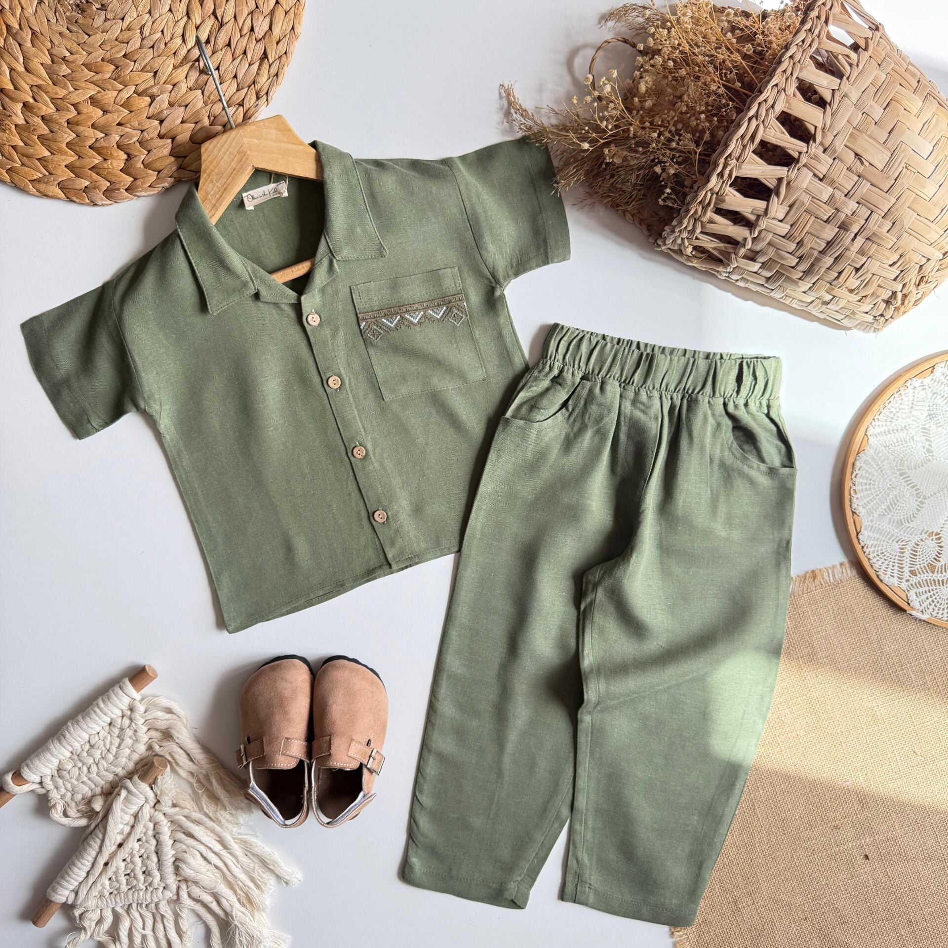 Haki Keten Nakışlı Takım 6-7 YAŞ