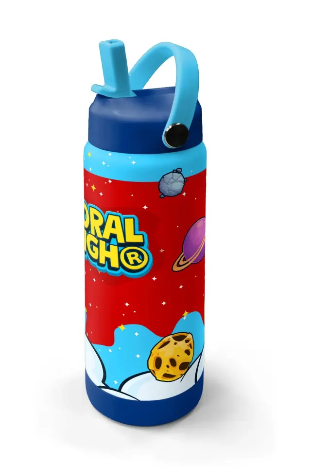 Coral High Kırmızı Mavi Astronot Uzay Desenli Katlanır Ağızlıklı Çelik Termos 650 ml 38327 Adet