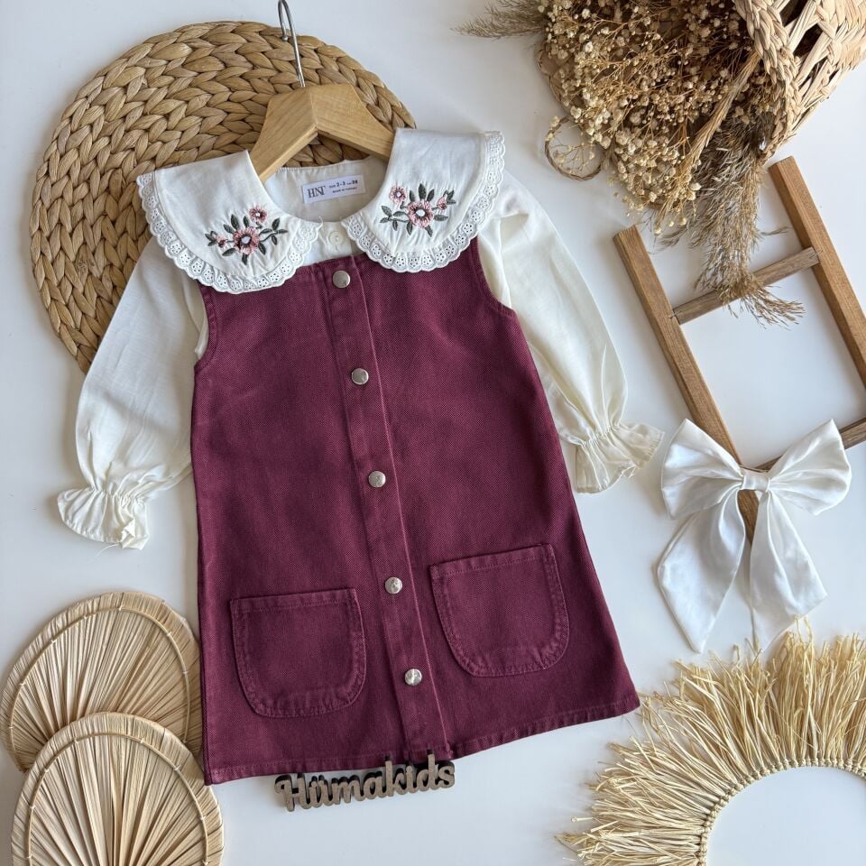 Bordo Gömlekli Jile 3-4 YAŞ