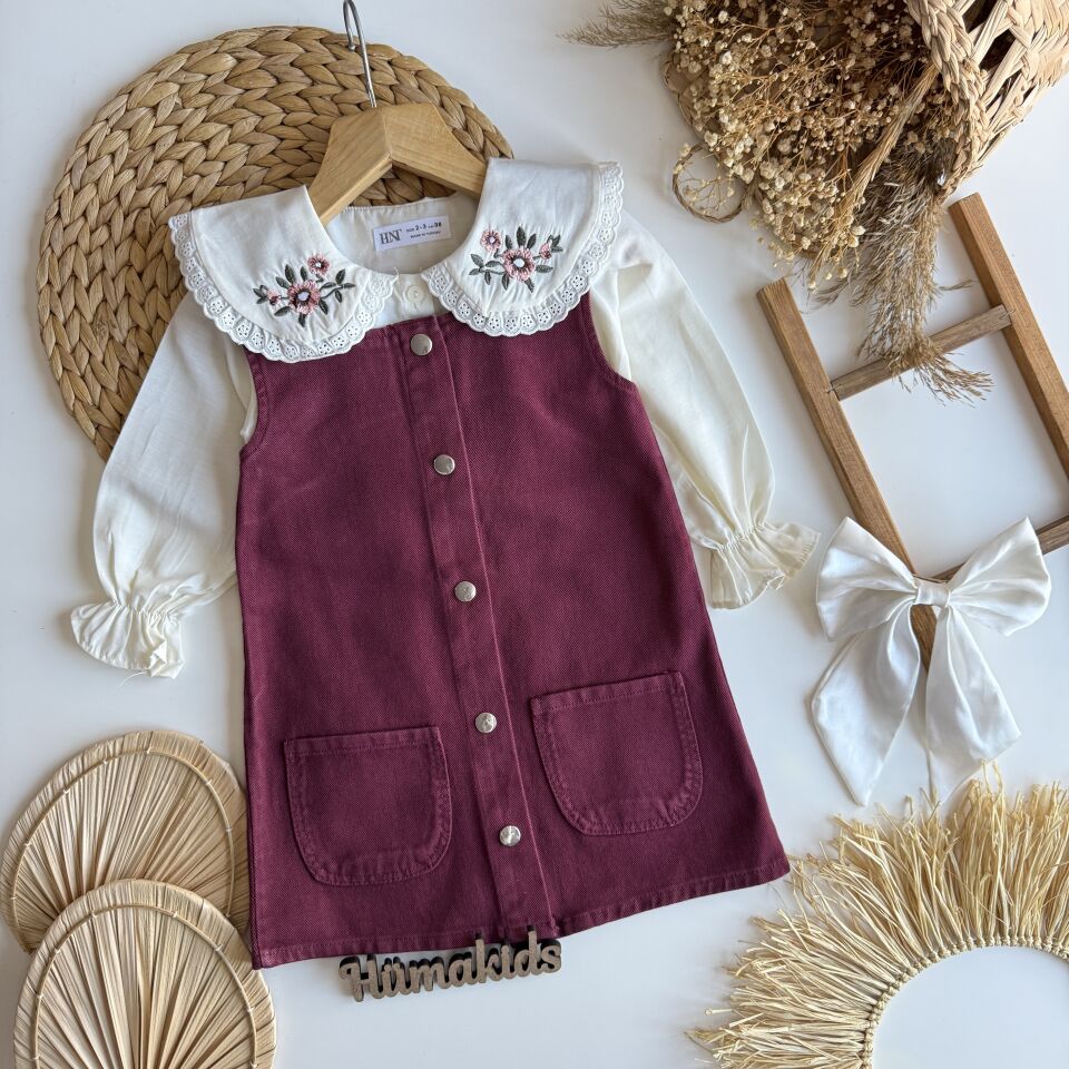 Bordo Gömlekli Jile 3-4 YAŞ