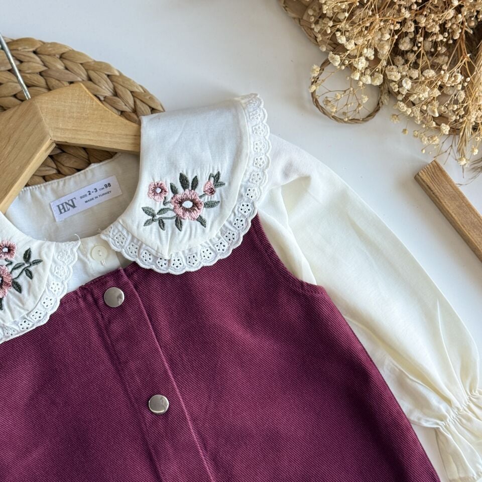 Bordo Gömlekli Jile 3-4 YAŞ