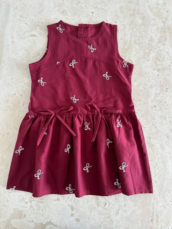 Bordo Fiyonklu Elbise