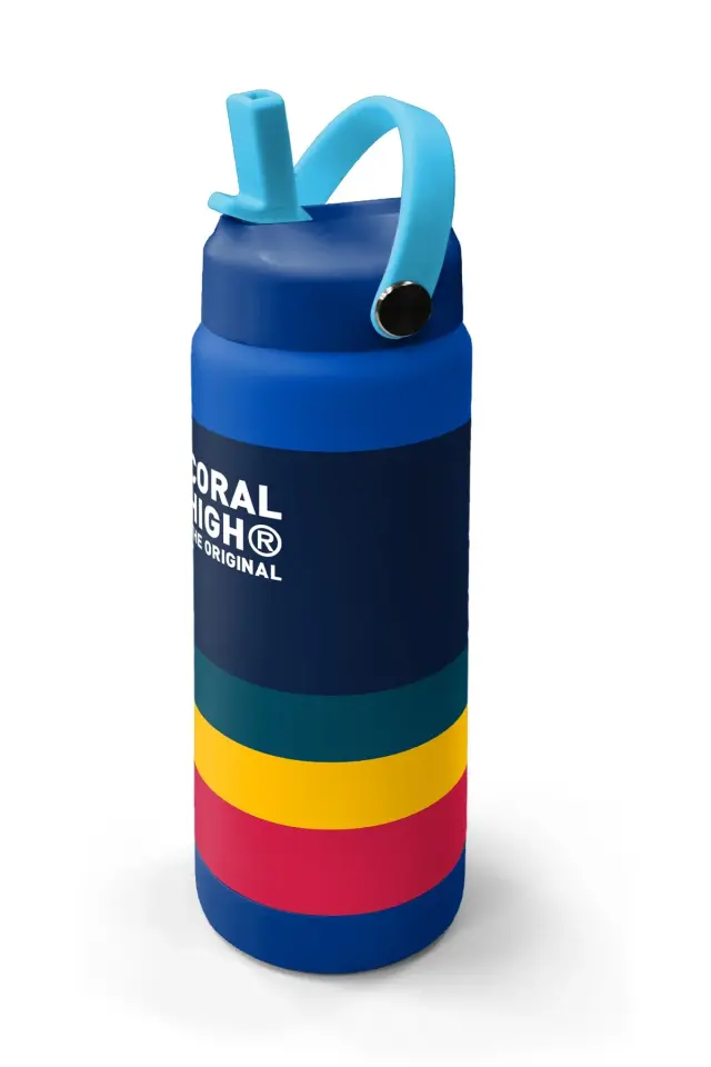 Coral High Renkli Çizgi Desenli Katlanır Ağızlıklı Çelik Termos 650 ml 38322 Adet