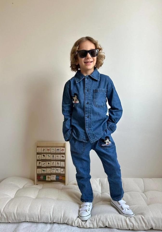 Mickey Baskılı Denim Takım 4-5 YAŞ