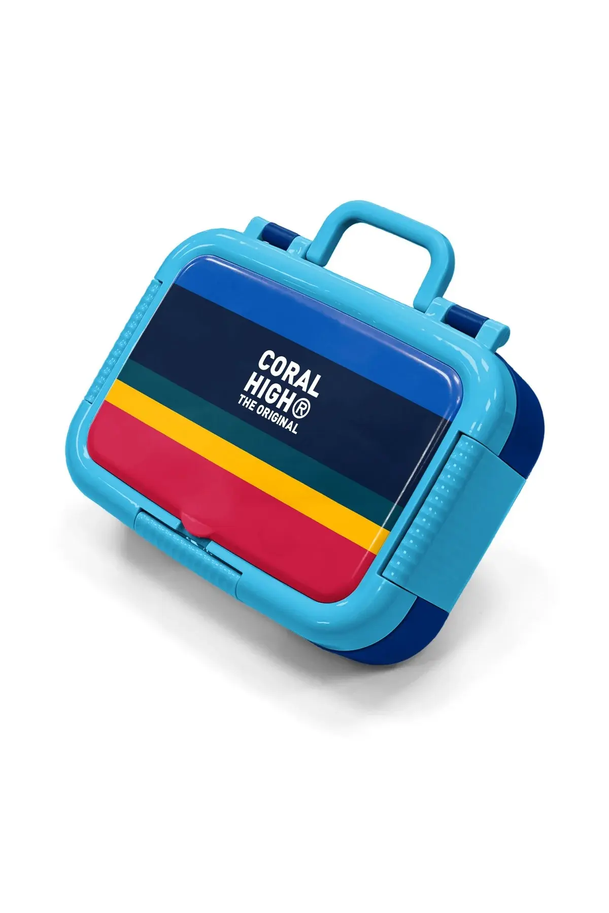 Coral High Kids Lacivert Sarı Kırmızı Çizgi Desenli Paslanmaz Çelik Beslenme Kabı 39122 Adet