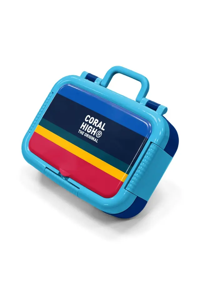 Coral High Kids Lacivert Sarı Kırmızı Çizgi Desenli Paslanmaz Çelik Beslenme Kabı 39122 Adet