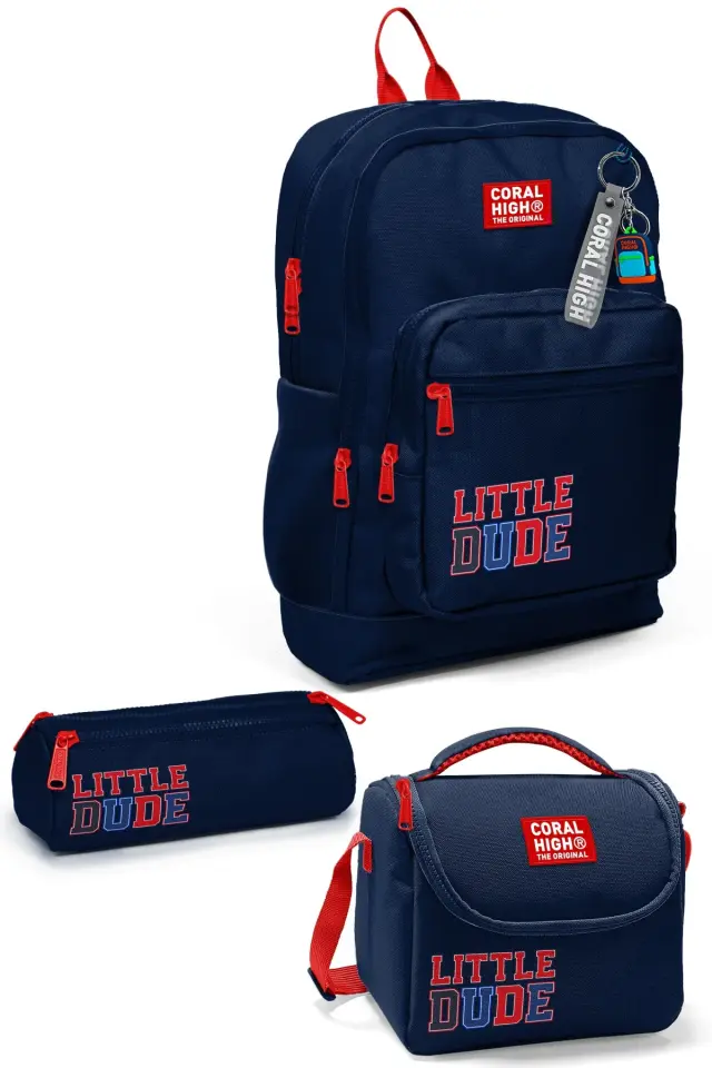 Coral High Kids Lacivert Little Dude Desenli 3’lü Okul Çanta Seti SET0133219 Adet