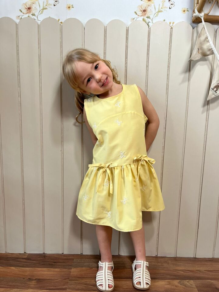 Sarı Fiyonklu Elbise 9-10 YAŞ