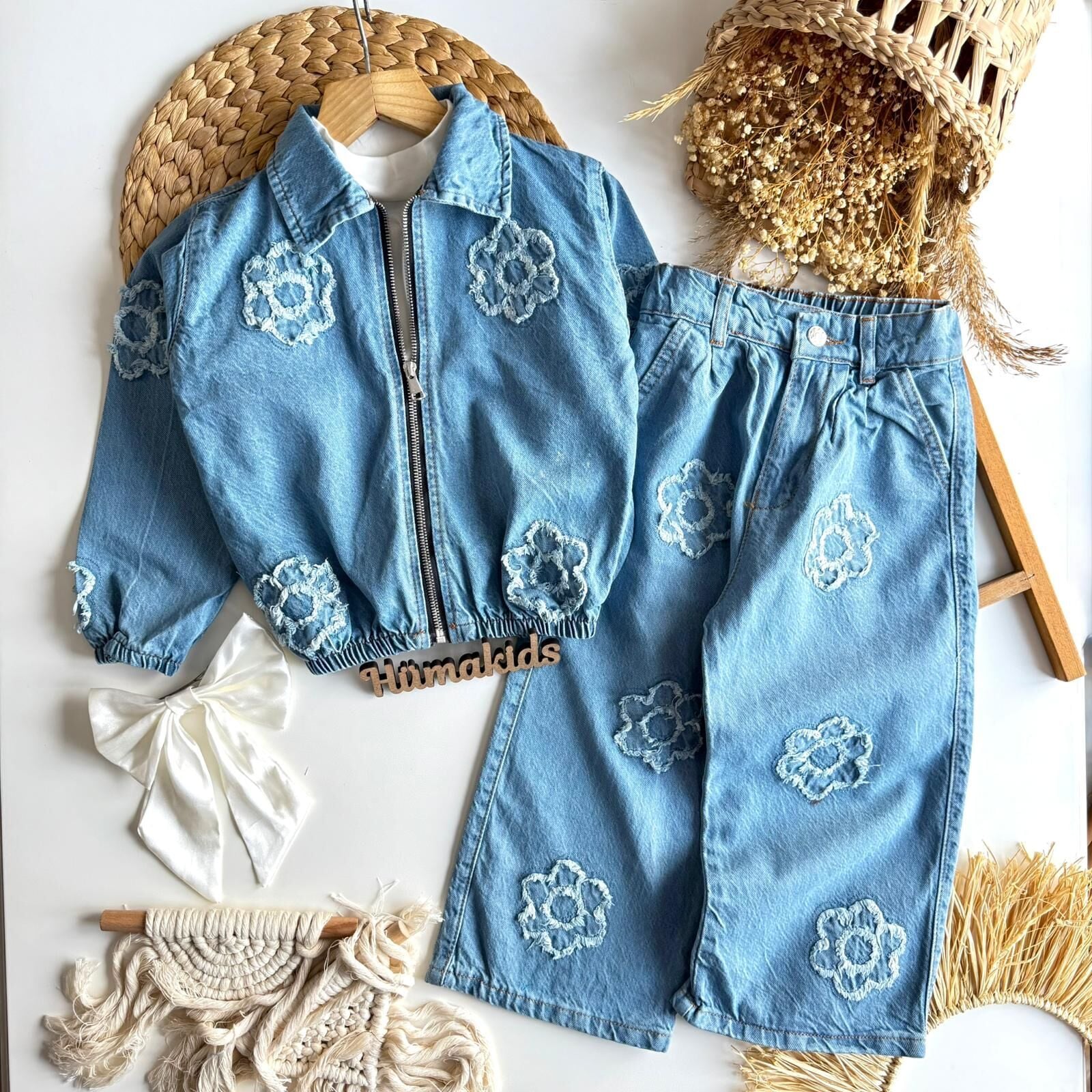 Denim Çicekli Takım 4-5 YAŞ