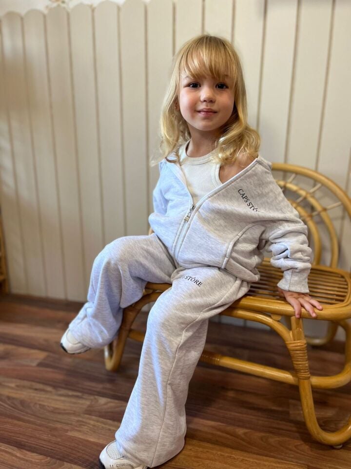 Unısex Fermuarlı Gri Takım 9-10 YAŞ