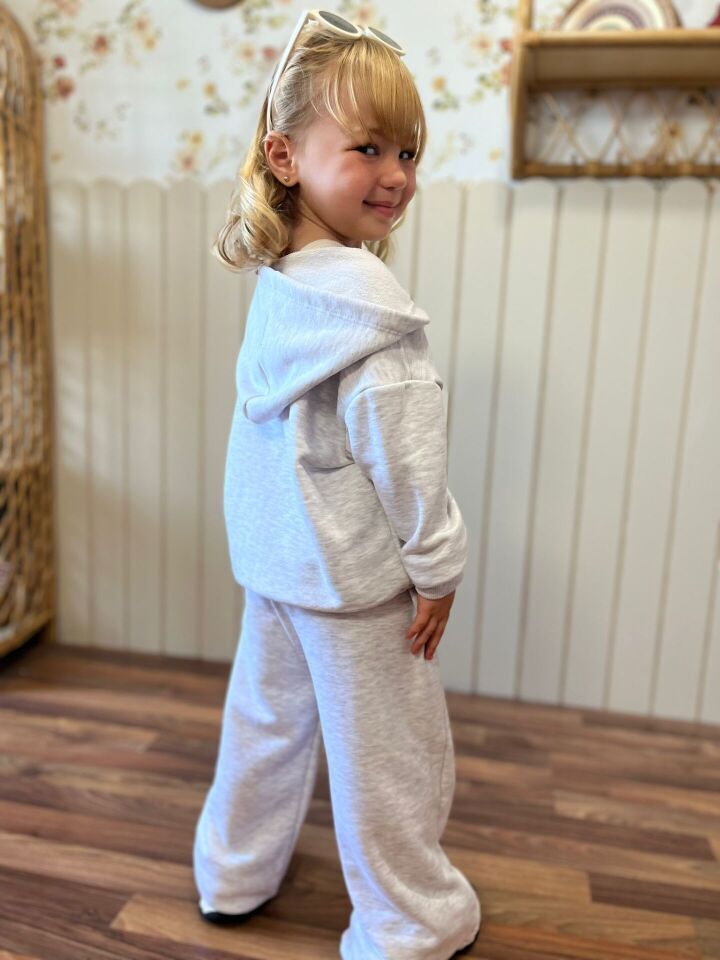 Unısex Fermuarlı Gri Takım 9-10 YAŞ