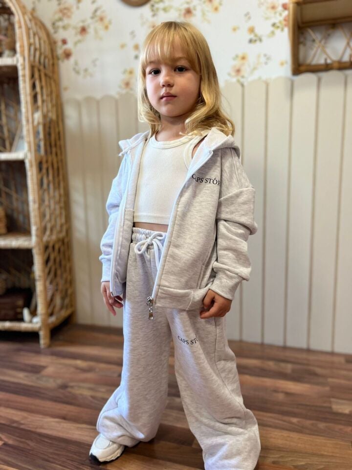 Unısex Fermuarlı Gri Takım 9-10 YAŞ