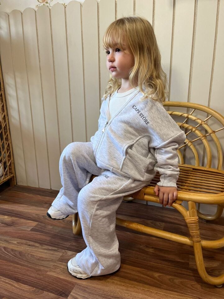 Unısex Fermuarlı Gri Takım 9-10 YAŞ