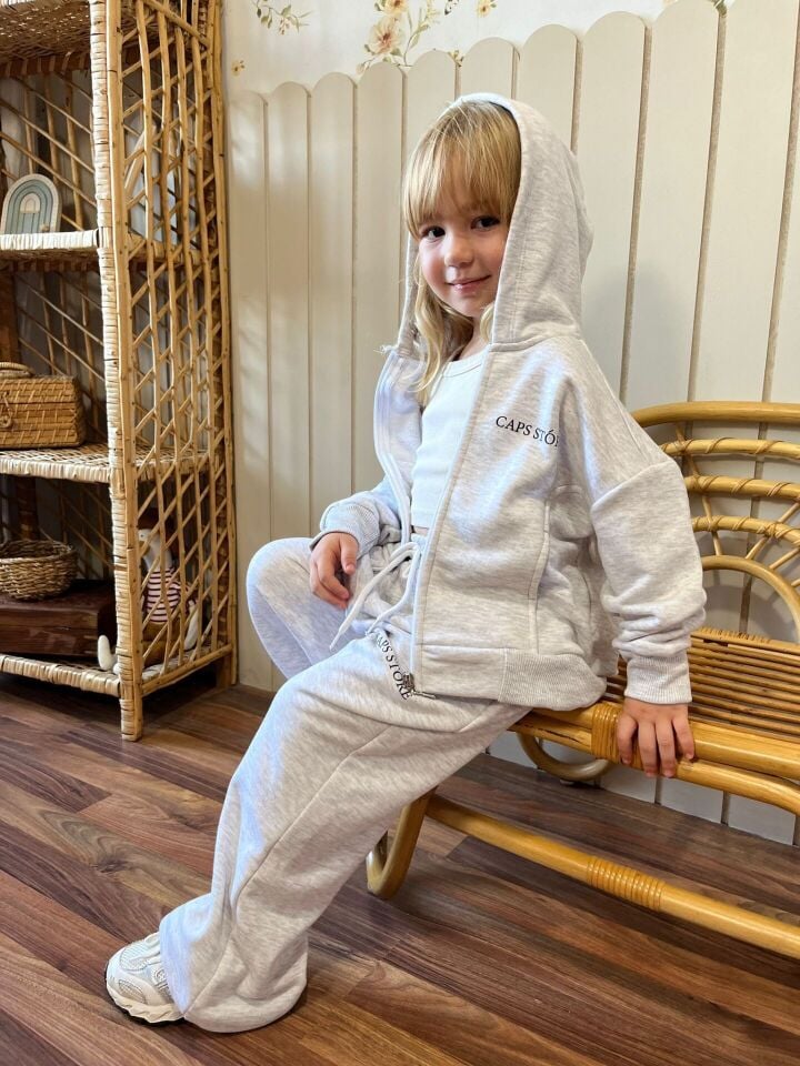 Unısex Fermuarlı Gri Takım 9-10 YAŞ