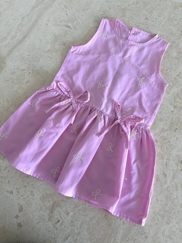 Pembe Fiyonklu Elbise 9-10 YAŞ