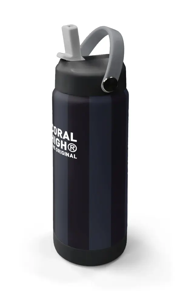 Coral High Siyah Çizgili Desenli Katlanır Ağızlıklı Çelik Termos 650 ml 38318 Adet