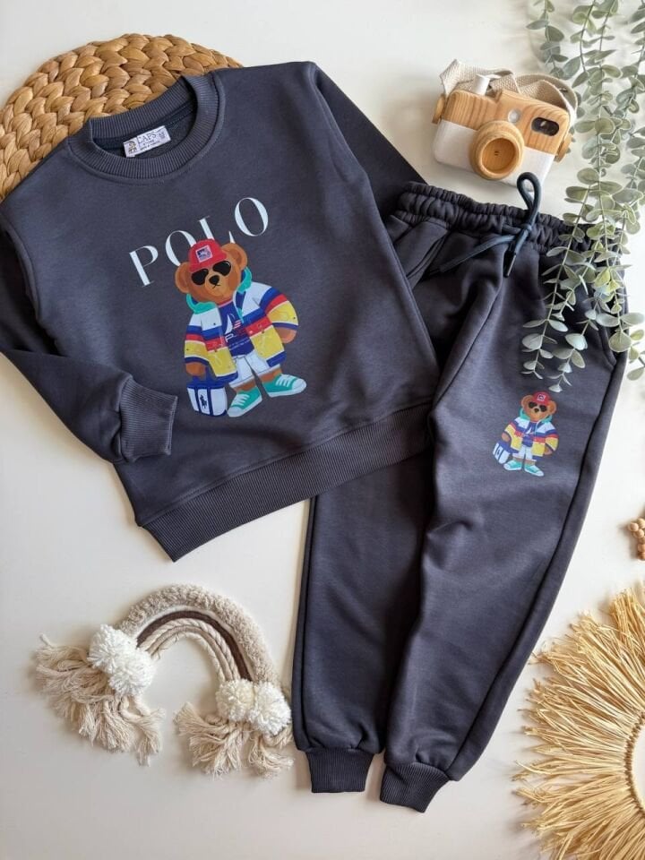 3 İplik Antrasit Plo Takım 9-10 YAŞ