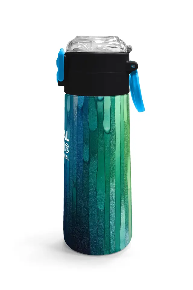 Coral High Kids Lacivert Renkli Çizgili Desenli Pipetli ve Direkt İçim Çelik Termos 500 ml 31890 Adet