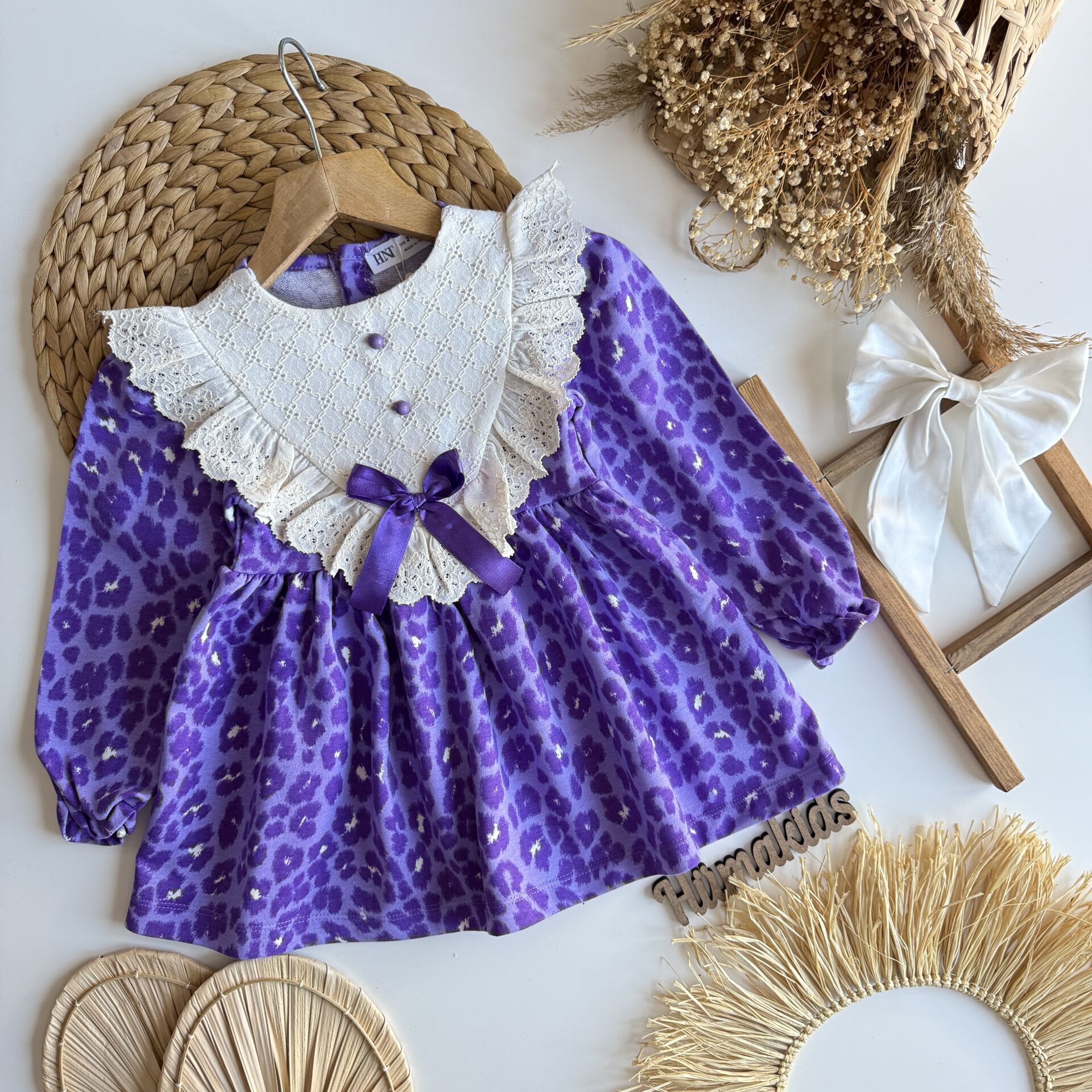 Leopar Mor Elbise 7-8 YAŞ