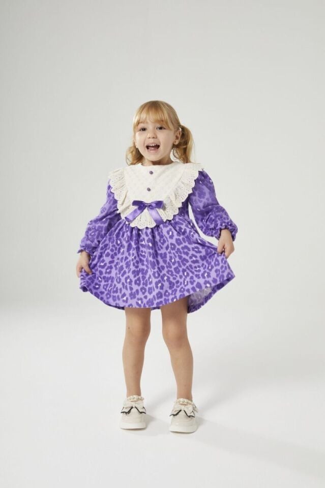 Leopar Mor Elbise 7-8 YAŞ