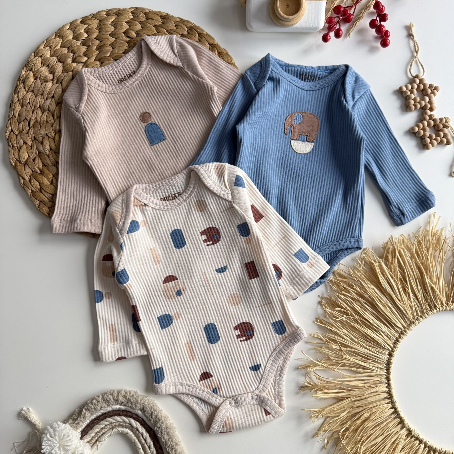 3'Lü Fil Bebek Badi Zıbın 3-6 AY