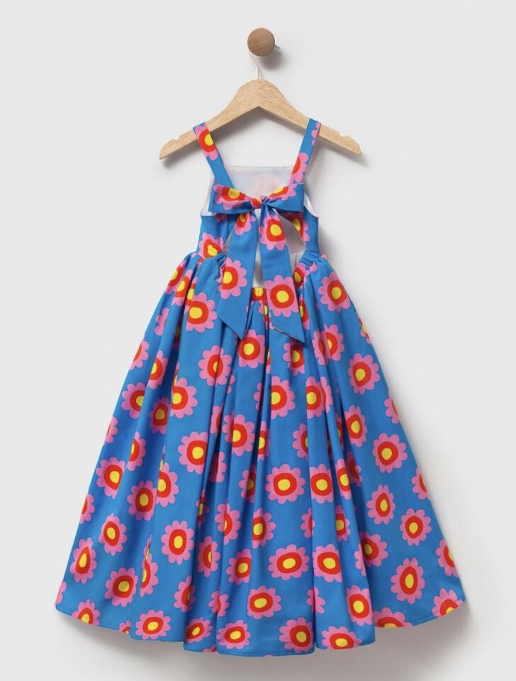 Mavi Çicekli Elbise 5yaş