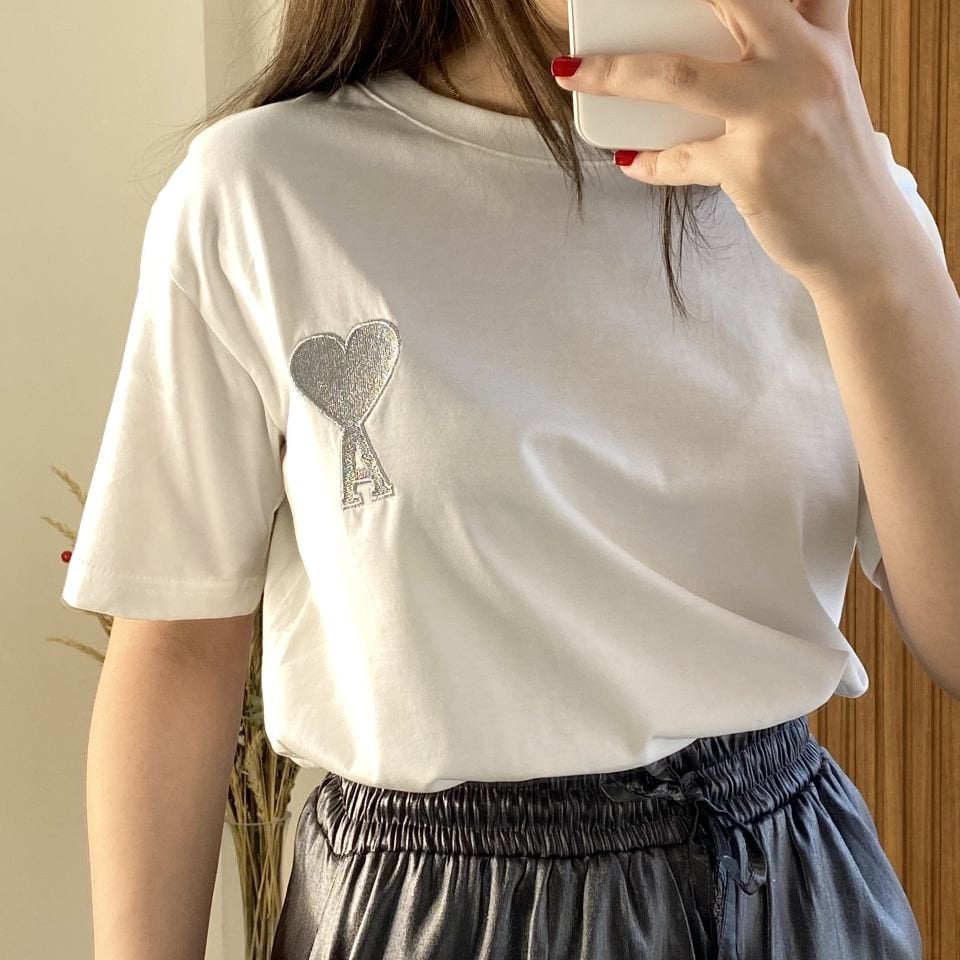 Orj Marka Gümüş Kalpli Tshirt