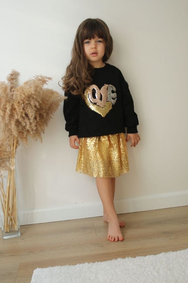 Love Baskılı Etekli Takım 7-8 YAŞ