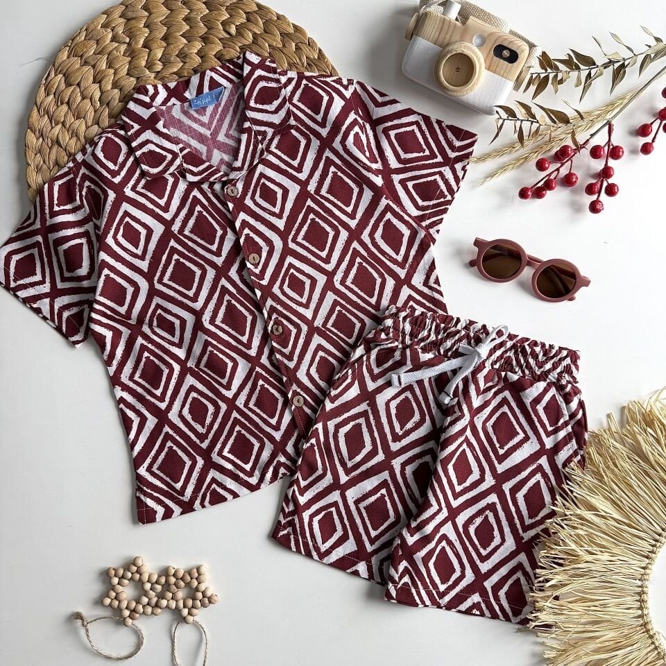 Bordo Keten Gömlek Takım 6-7 YAŞ