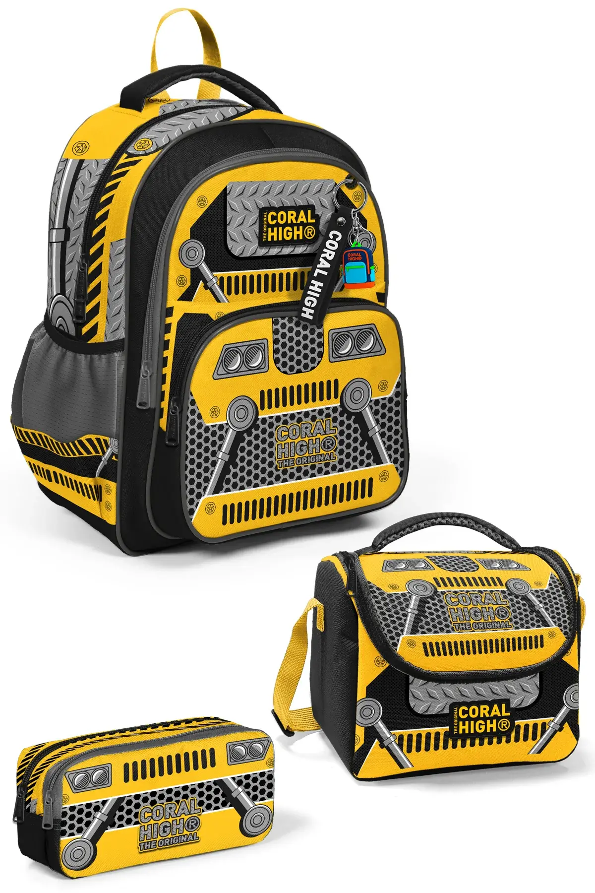 Coral High Kids Sarı Siyah Robot Desenli 3’lü Okul Çanta Seti SET0114424 Adet