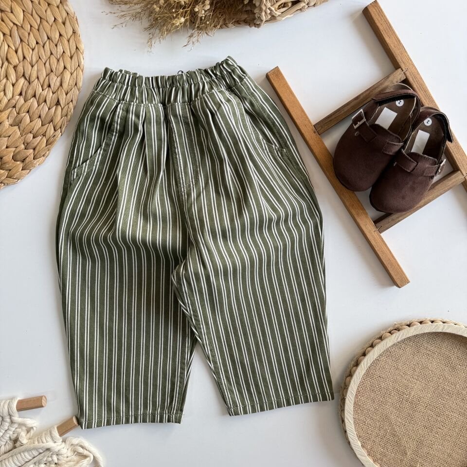 Yeşil Çizgili Balon Pantolon 5-6 YAŞ