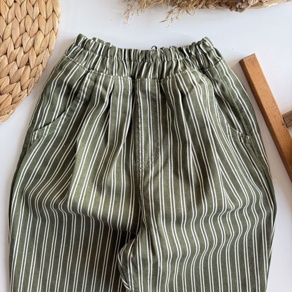 Yeşil Çizgili Balon Pantolon 5-6 YAŞ