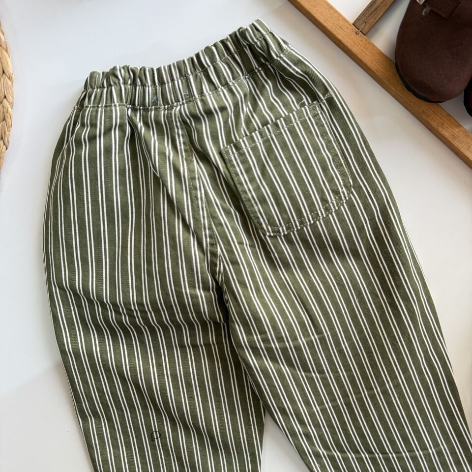 Yeşil Çizgili Balon Pantolon 5-6 YAŞ