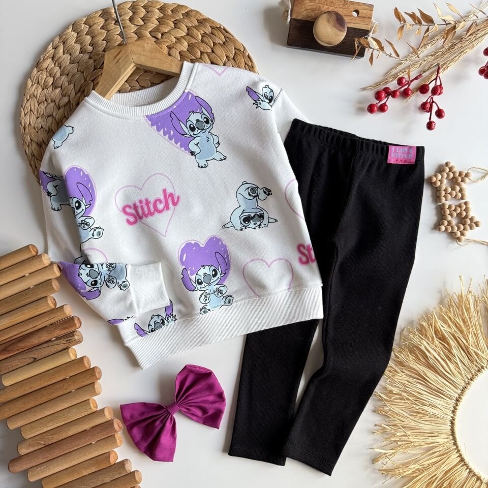 Stitch Baskılı Tayt Takım