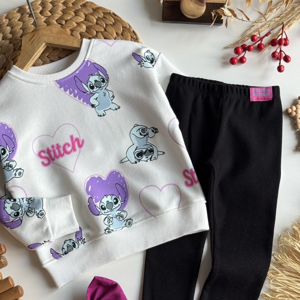 Stitch Baskılı Tayt Takım