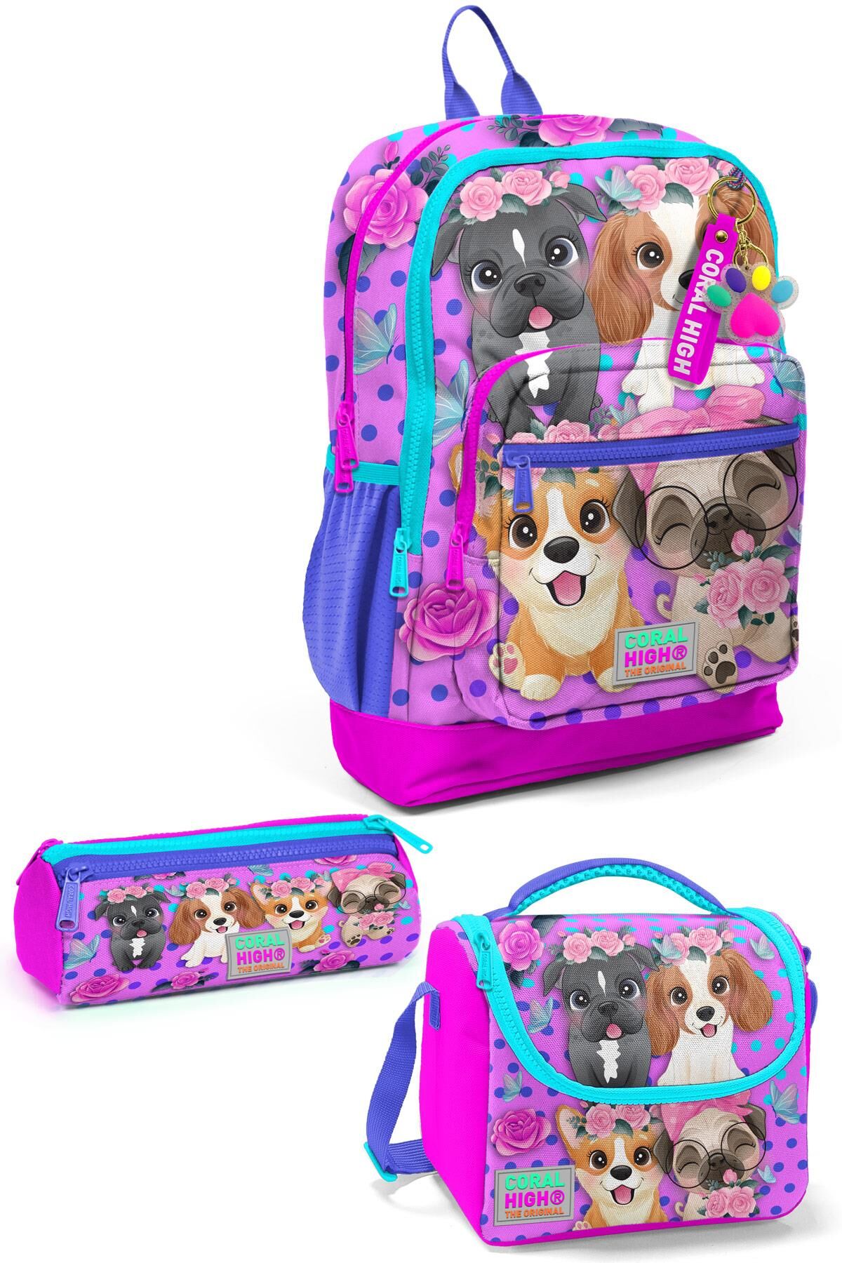 Coral High Kids Pembe Köpek Desenli 3’lü Okul Çanta Seti SET0123750 Adet