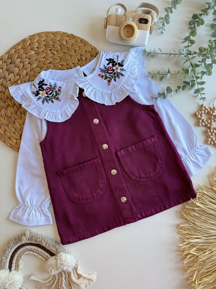 2'li Bordo Denim Jile