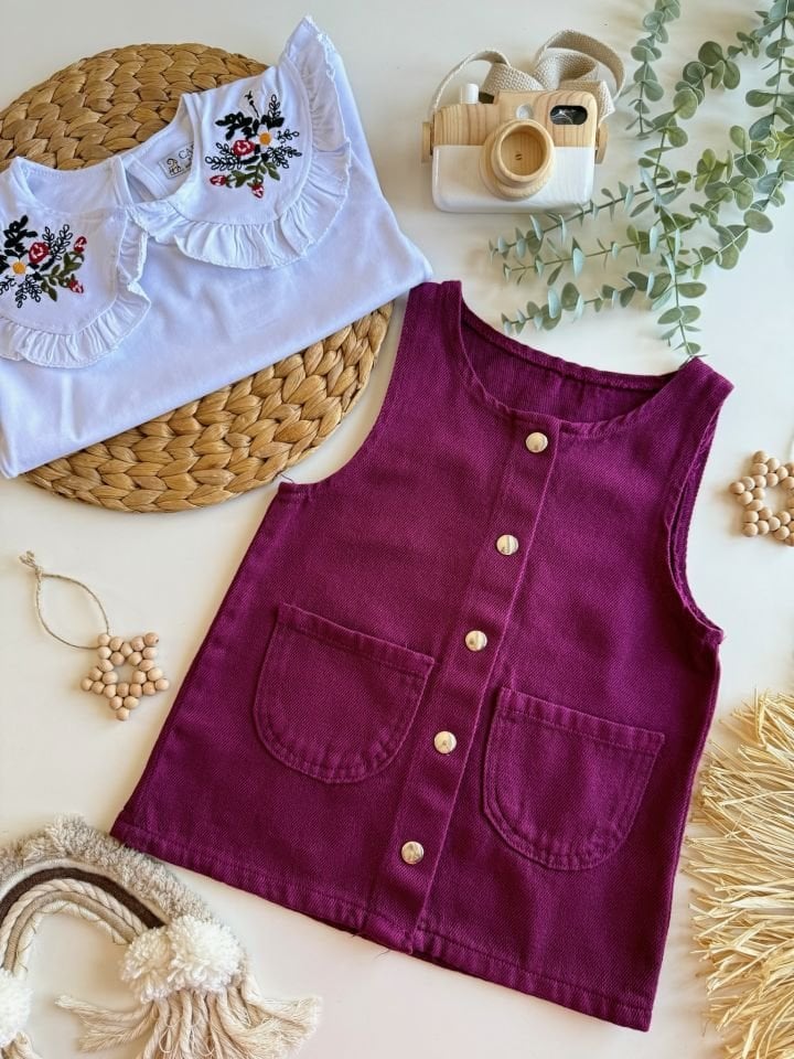 2'li Bordo Denim Jile