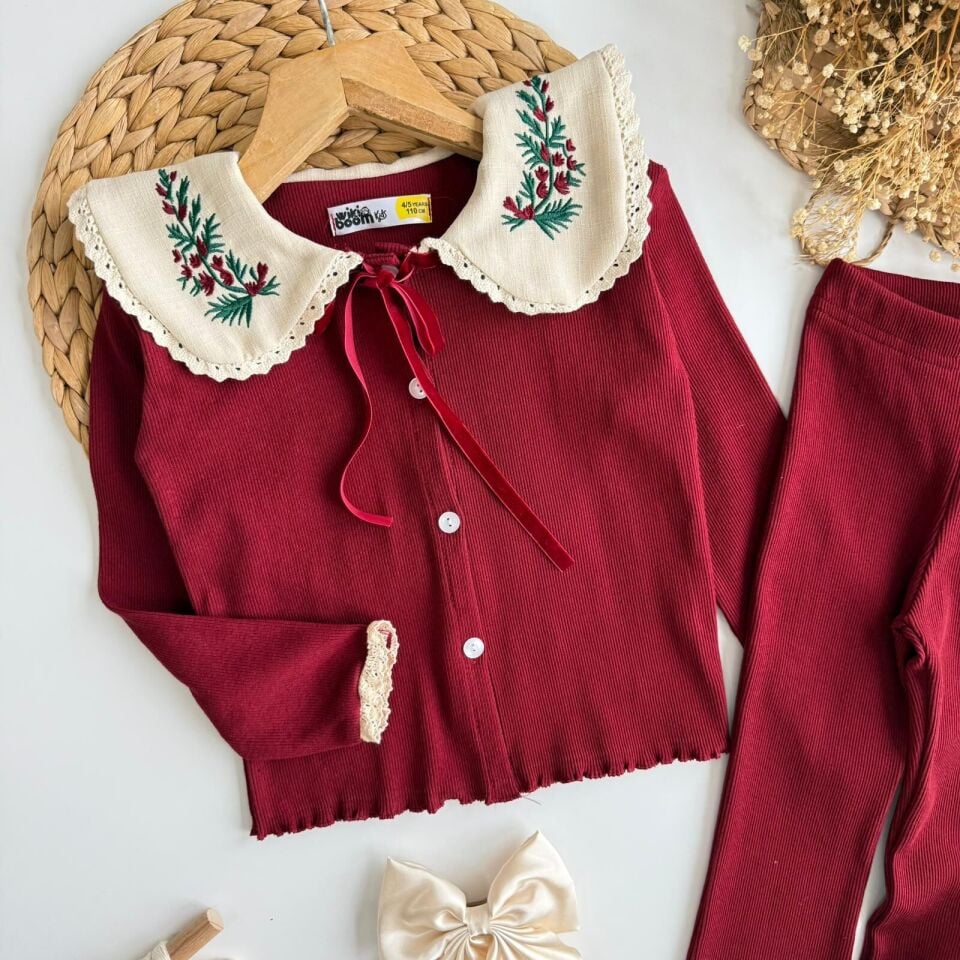 Bebe Yaka Bordo Takım 5-6 YAŞ