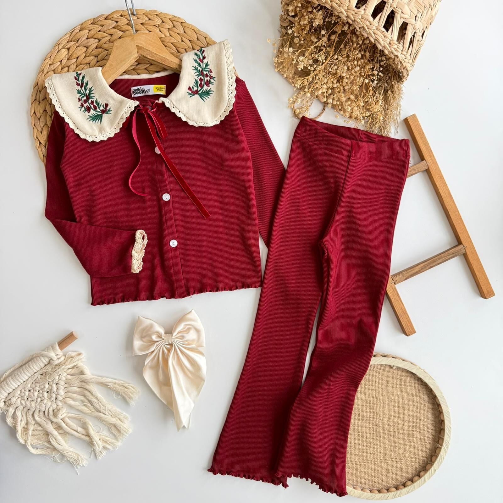 Bebe Yaka Bordo Takım 5-6 YAŞ