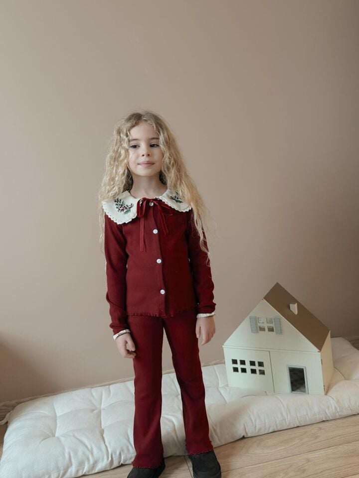 Bebe Yaka Bordo Takım 5-6 YAŞ