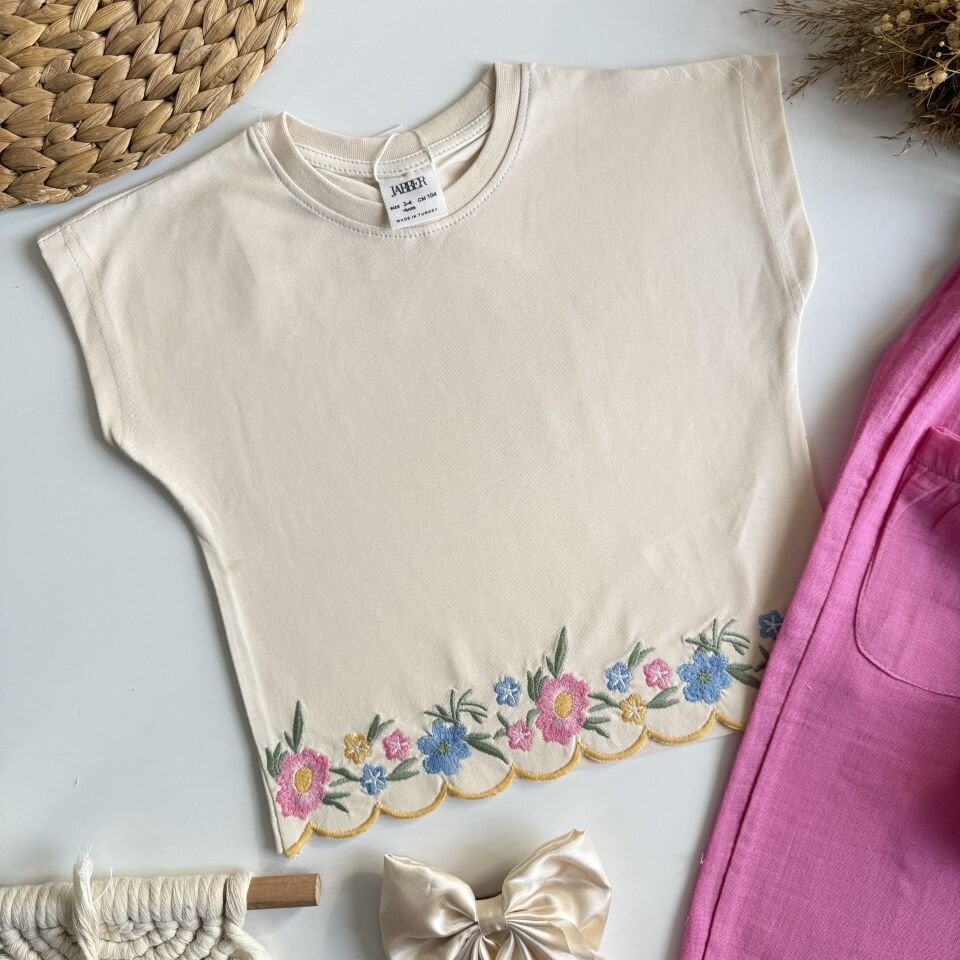 Muslin Kumas Pembe Takım 3-4 YAŞ